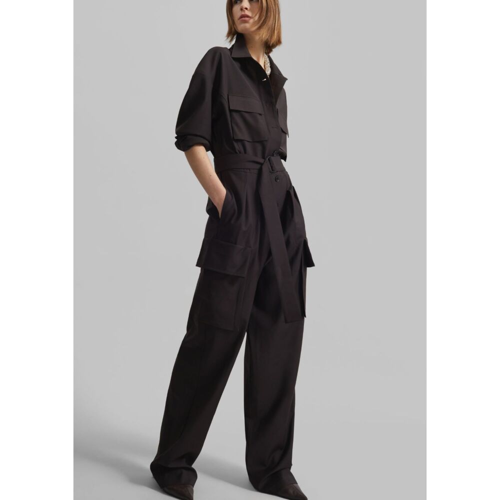 THE‎ FRANKIE SHOP Suzie Utility Jumpsuit Brown Small